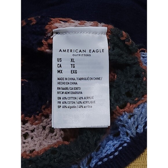 American Eagle Crochet Knit Halter Top Tie Neck SIZE XL Chevron Lined Front - Picture 9 of 10